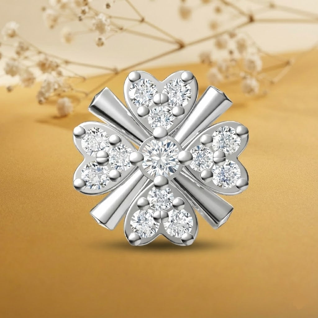 925 Silver Nose Pin - White Diamond Nose Pin
