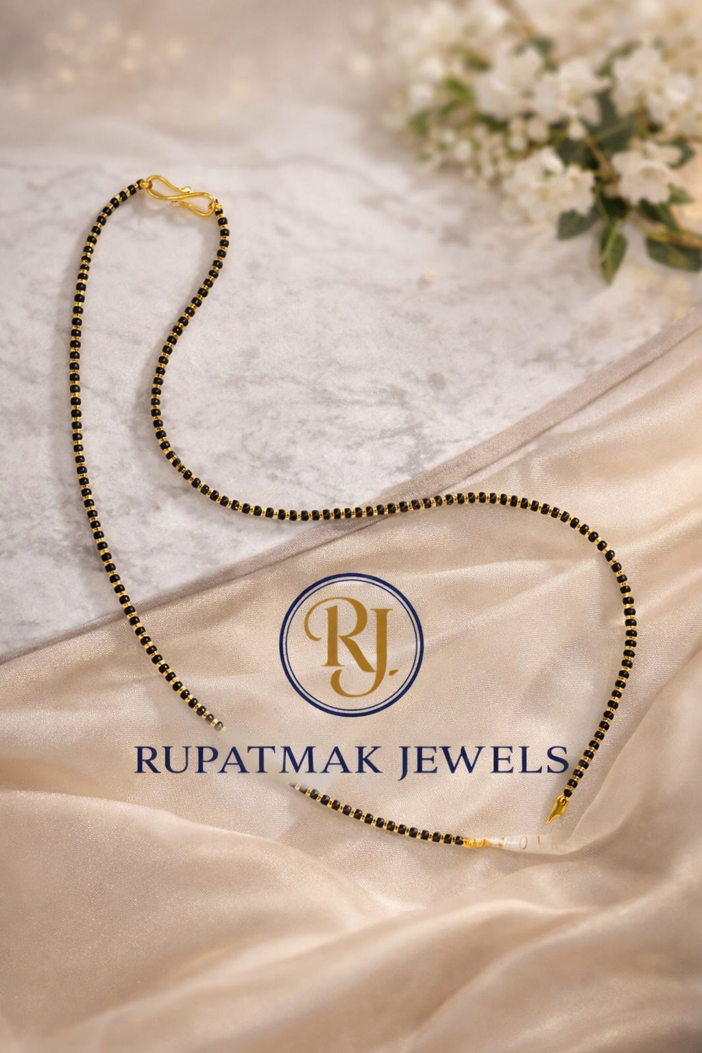 925 Silver Mangalsutra | Elegant Black Bead Design