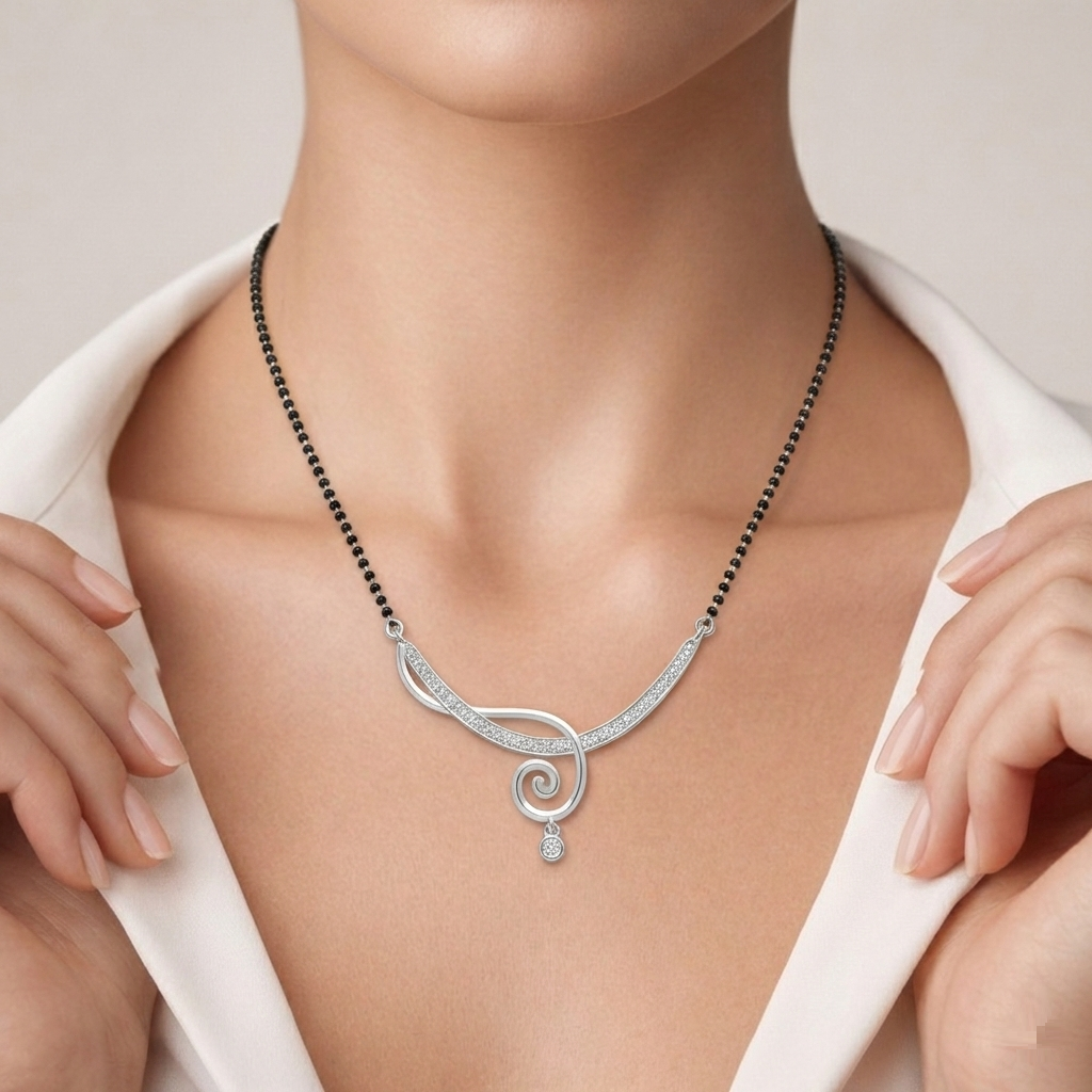 Silver Mangalsutra – Lightweight & Traditional Black Beads