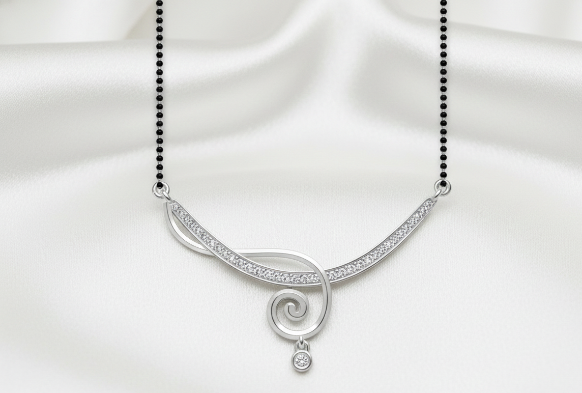 Silver Mangalsutra – Lightweight & Traditional Black Beads