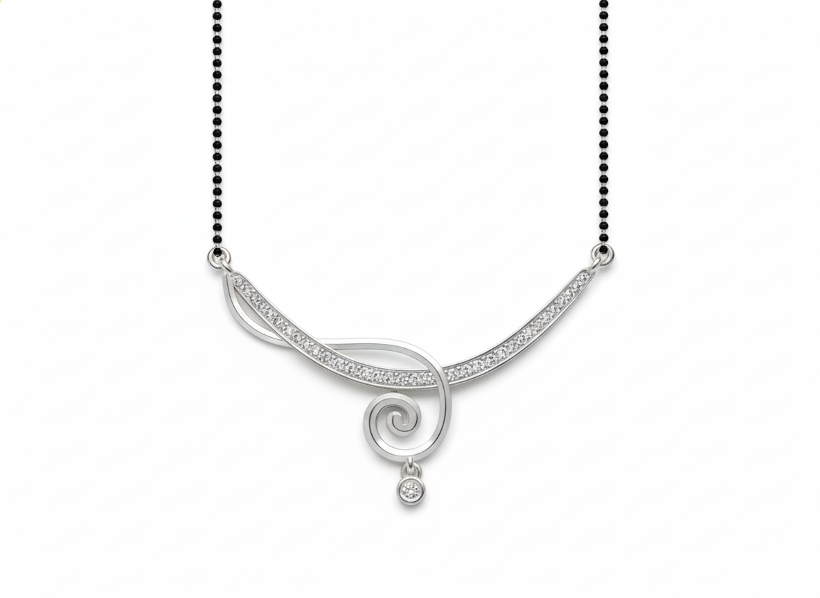 Silver Mangalsutra – Lightweight & Traditional Black Beads