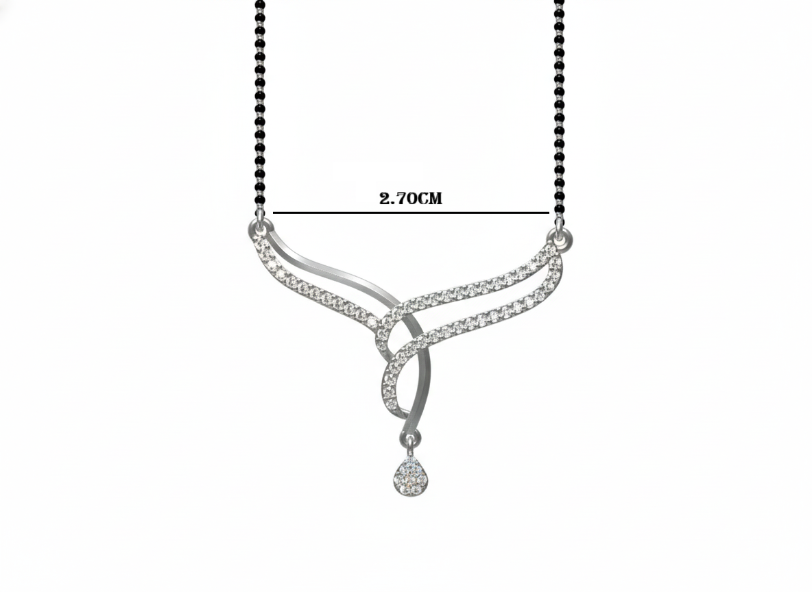 925 Silver Mangalsutra | Elegant Black Bead Design